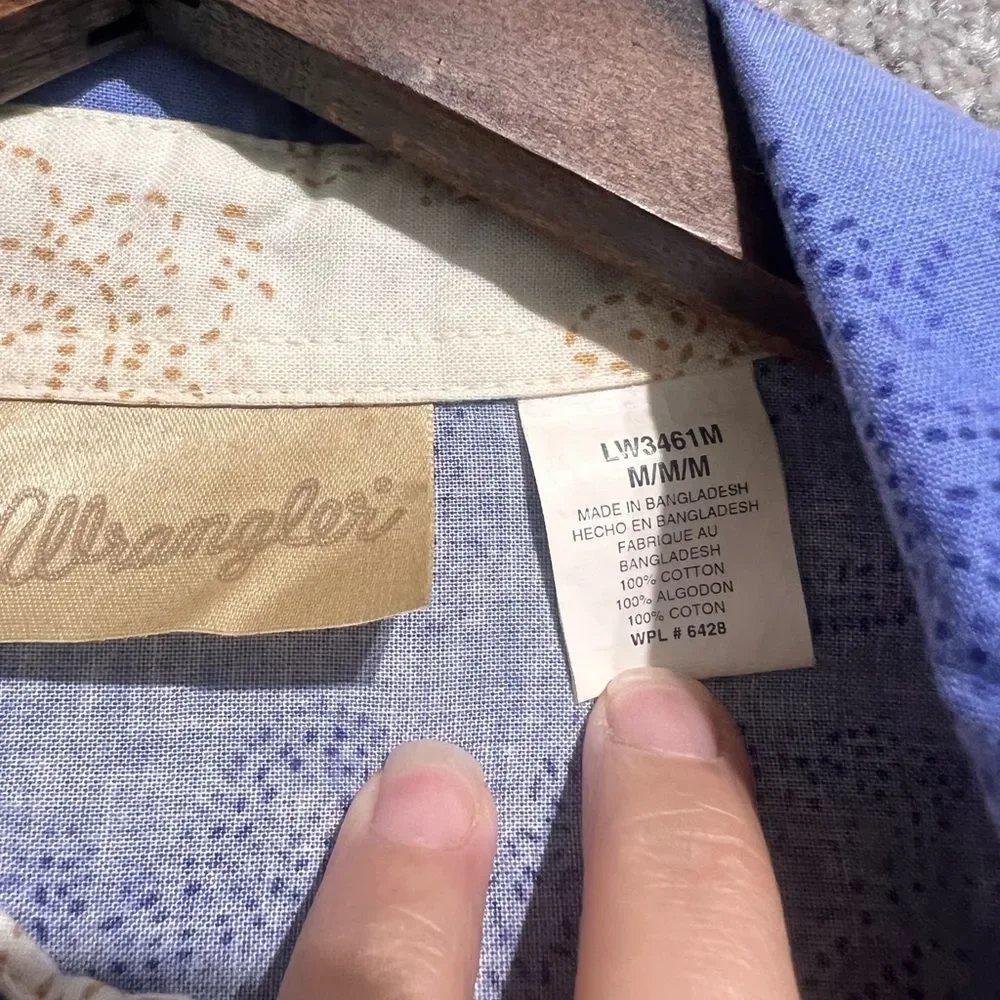 Wrangler Horse Print Vintage Western Snap Button Long Sleeve Top Size Medium - Picture 2 of 12